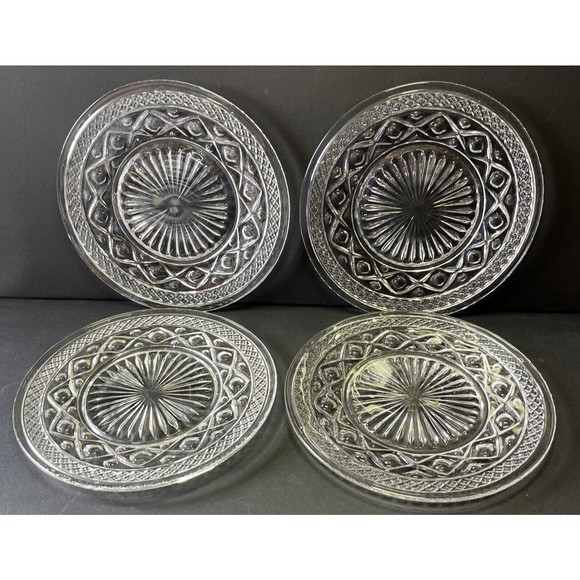 4 Imperial CAPE COD Crystal Clear Salad Plates 8 1/8" - Picture 1 of 5